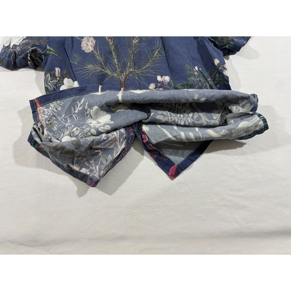 Mother Denim Camp Shirt Staycation Blue Button Graphic Print Floral Top Sz M - Picture 8 of 8